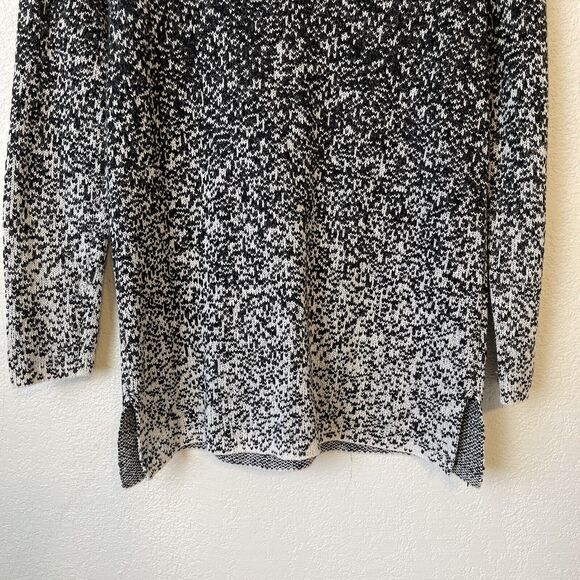 J Jill Pure Sweater Womens Small Black White Ombre Knit Tunic Mock Neck Pullover - Picture 2 of 13